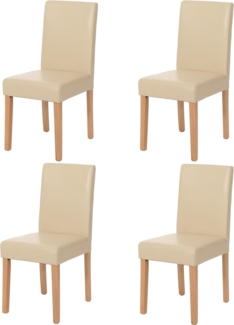 4er-Set Esszimmerstuhl Stuhl Küchenstuhl Littau ~ Kunstleder, creme helle Beine