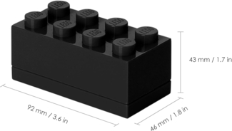 Lego 'Storage Brick' 8 Noppen 4,6x9,2 cm Polypropylen schwarz