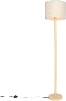 Qazqa Stehlampe Mels, ohne Leuchtmittel, E27, Naturel, Landhaus, Holz, 1-flammig