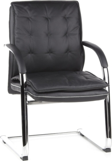 hjh OFFICE Besucherstuhl Konferenzstuhl VILLA V Leder Schwarz