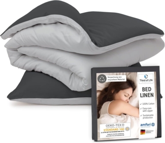 Bettwäsche Set Renforce Grau / Anthrazit 135x200 + 80x80