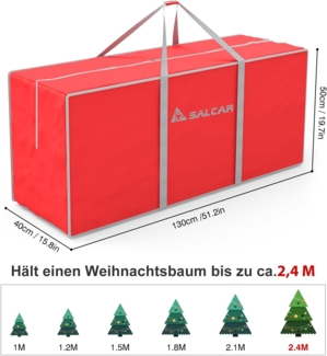 Salcar Künstlicher Weihnachtsbaum Aufbewahrungstasche für Weihnachtsbaum bis zu 240 cm, Transporthülle, 130 x 40 x 50 cm Aufbewahrungstasche, Reißfest, Wasserdicht