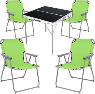 5-teiliges Campingmöbel Set Alu L80xB80xH70cm Lime