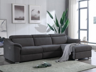 Vente-unique - Ecksofa mit elektrischer Relaxfunktion PEDRERA - Stoff - Anthrazit - Ecke rechts