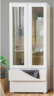 Vitrine >Ravenna I< in Weiß/Matt aus Glas - 80x191x40cm (BxHxT)