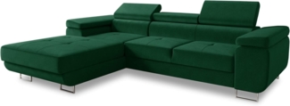Ecksofa Divo mit Schlaffunktion, Bettkasten und einstellbare Kopfstützen (Grün (Kronos 19), Ecksofa Links)