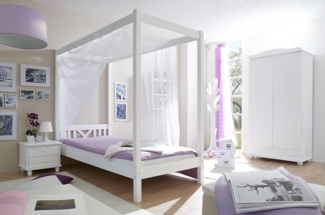 Himmelbett Einzelbett "LaLuna" 90x200 Kiefer massiv