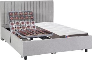 Vente-unique - Dekoratives Bett mit elektrischer Relaxfunktion mit Tellern + 3-Zonen-Matratze aus 100 % Latex - 2 x 90 x 200 cm - Stoff - Grau - TIARI von YSMÉE