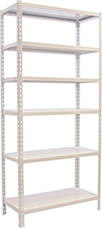 Simon Rack Schwerlastregal, 2500 x 1100 x 500 mm, Bis 200 kg Belastbar, 6 Verstellbare Ablagen, Kellerregal, Lagerregal, Weiss - Simonclick