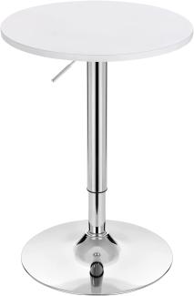 WOLTU Bartisch Stehtisch, höhenverstellbarer Tisch 69,5-91,5 cm, multifunktionaler Partytisch in Wohnzimmer Küche Balkon, Bistrotisch aus MDF Metall, Weiß, BT35ws