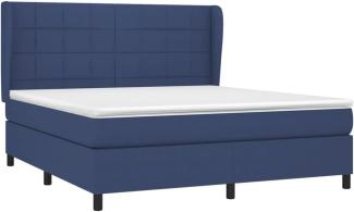 vidaXL Boxspringbett mit Matratze Blau 180x200 cm Stoff 3127987