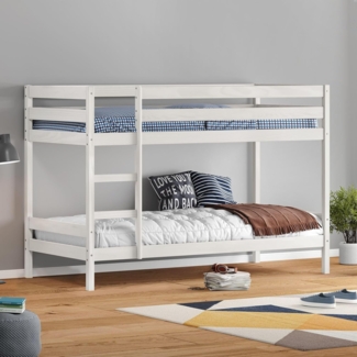 IDIMEX Etagenbett FELIX, Hochbett für 2 Kinder 90x200cm, Kiderbett mit Leiter Massivholz weiß