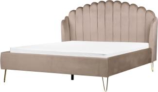 Bett mit Lattenrost AMBILLOU 160 x 200 cm Samtstoff Taupe