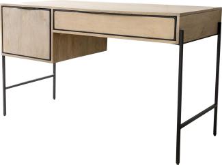 Schreibtisch Henrikus 130x60cm Mango White Wash Metall Schwarz