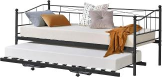 Metallbett Skutskär 90x200cm Schwarz en. casa