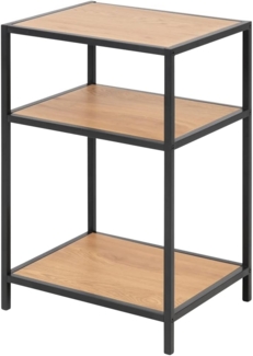 Selsey SEAFORD - Nachtschrank - Nachttisch in heller Holzoptik / Schwarz mit offenen Fächern und Metallgestell, 63 cm hoch