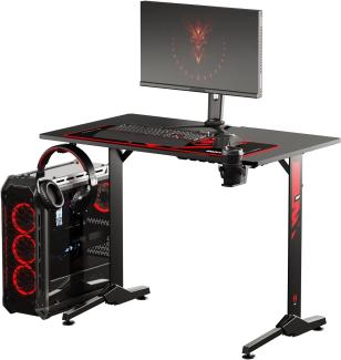 Diablo X-Mate Gaming Tisch 100 x 75 x 60 cm Schreibtisch PC Computertisch Ergonomisch Carbon Tischplatte Kopfhörerhaken Getränkehalter Rutschfester Fußschutz