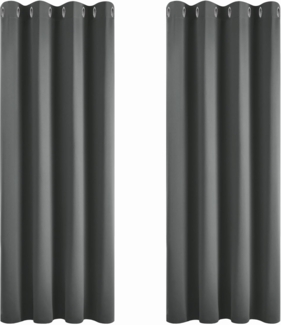 Deconovo Vorhang Verdunkelung Kälteschutz Gardinen Wohnzimmer Vorhänge Blickdicht, 138x168 cm(HöhexBreite), Dunkelgrau, 2er Set