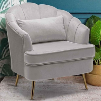 BAKAJI Sessel Relax Stuhl Bezug aus Stoff Struktur Holz und Beine aus Metall, Farbe Gold, gepolstert, modernes Design, gesteppt, große Rückenlehne, Größe 80 x 78 x 82 cm (Grau)