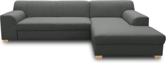 DOMO. collection Ecksofa Tinos, Couch in L-Form, Holz-Beine aus Buche mit Filzgleitern, Sofa, Polsterecke, Eckcouch, Polstergarnitur 273 x 157 x 74 cm (BxTxH), dunkelgrau