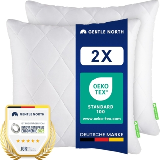 Gentle North Kopfkissen - 50x50 cm groß - 2er Set Kissen für Bett und als Dekokissen - Mit Reißverschluss für Füllung - Sofakissen - Zierkissen für Couch und Sofa - Ökotex - Waschbar bis 60° - Weiß