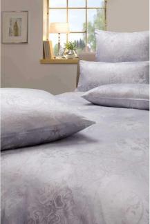 Estella Satin Bettwäsche Svizzera Ornamente 135x200 cm + 80x80 cm Silber