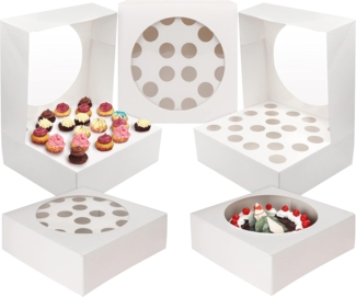 Kurtzy Kuchentransportbox Weiße Cupcake-Box - 5er Pack für 20 Mini-Kuchen, Silikon, (5-tlg)