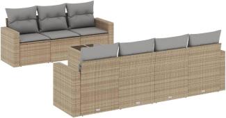 vidaXL 8-tlg. Garten-Sofagarnitur mit Kissen Beige Poly Rattan 3251066