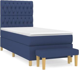 vidaXL Boxspringbett mit Matratze Blau 90x200 cm Stoff 3137371