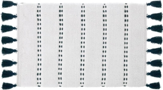 Badematte mit Fransen, 50x75 cm, grau, Meerblau