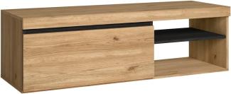 Skraut Home – TV-Schrank – Naturemodell – 120 x 40 x 41 cm – Beistellschrank 1 Tür und Regal – Nordischer Stil – Melamin – Eiche und schwarzes Finish