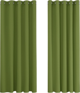 Deconovo Verdunkelungsvorhang Gardine Wohnzimmer Thermogardine Kälteschutz Ösen, 183x168 cm(HöhexBreite), Apfelgrün, 2er Set