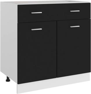 vidaXL Schubunterschrank mit 2 Regalböden 1 Schublade Schrank Küchenzeile Küchenmöbel Unterschrank Küchenschrank Schwarz 80x46x81,5cm Holzwerkstoff