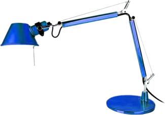 Artemide Tolomeo Micro Tischlampe mit Fuss, Länge 45 Höhe 37 max 73 cm, blau