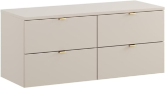Lomadox Waschbeckenschrank DURANGO-56 Waschtischunterschrank 120cm, kaschmir, 2 Schubladen, Softclose