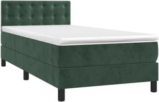 vidaXL Boxspringbett mit Matratze Dunkelgrün 90x190 cm Samt 3141518