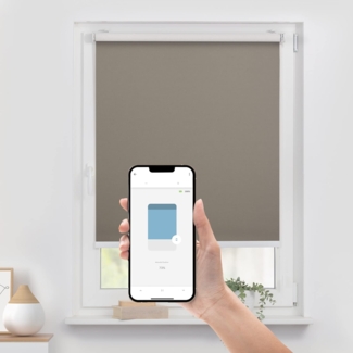 Lichtblick Sonnenschutzsysteme GmbH Bluetooth-Rollo Palermo 90 cm x 190 cm (BxL) choco Verdunkelnd & Thermofuntion; Klemm- und schraubbar; Motor per App oder manuell steuerbar