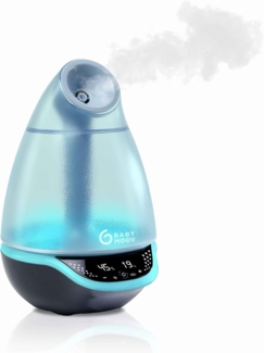 Babymoov Hygro Plus Digitaler Luftbefeuchter mit Nachtlicht (7 Farben), automatischer Feuchtigkeitsregelung, Zerstäuber für ätherische Öle