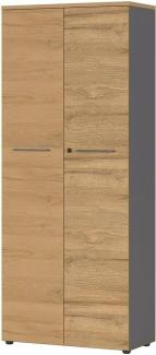 Aktenschrank 5OH 80cm AURAY-01 Graphit/Grandson-Eiche-Nb. B/H/T ca. 80/197/40cm