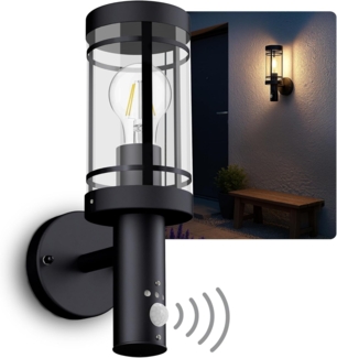 SSC-LUXon LED Außen-Wandleuchte MOVI Außenleuchte mit Bewegungsmelder IP44 LED Glühbirne 4W warmweiß, Warmweiß