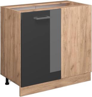 Vicco Küchenschrank Küchenzeile R-Line, Anthrazit Hochglanz, Eckschrank 86 cm, ohne AP