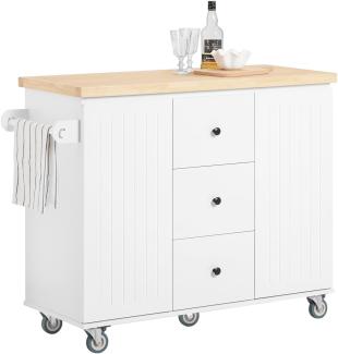 SoBuy Küchenwagen FKW96-II, Kücheninsel Küchenwagen Küchenschrank Sideboard weiß