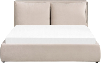 Bett mit Stauraum BAJONNA 160 x 200 cm Samtstoff Beige