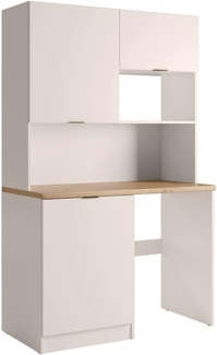 Vente-unique - Multifunktionsmöbel für Küchenzeile & Waschraum - Mit Arbeitsplatte 120 cm - Beige & Holzfarben - CARMEO