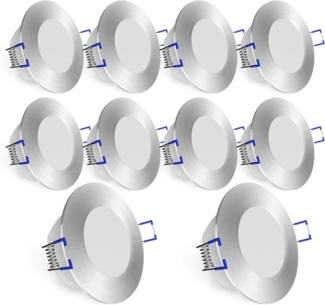 linovum LED Einbaustrahler WEEVO 10er Set Einbaustrahler LED Bad extra flach 5W neutralweiss, Neutralweiß