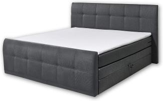 SACRAMENTO B3 Boxspringbett 180x200 mit Bettkasten, Anthrazit - Bequemes Doppelbett mit 7-Zonen-Federkern & thermoelastischem Topper - 200 x 114 x 220 cm (B/H/T)