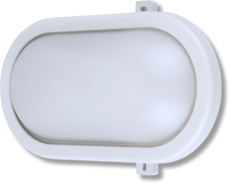 REV Kellerlampe - Feuchtraumleuchte LED oval (10W, 800lm, IP44), einsetzbar als Decken- oder Wandlampe, Feuchtraumlampe, weiß