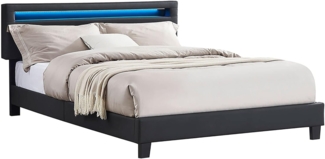 CARO-Möbel Polsterbett COLUMBUS, Polsterbett 140x200 cm mit LED Beleuchtung Bett Kunstleder Jugendbett