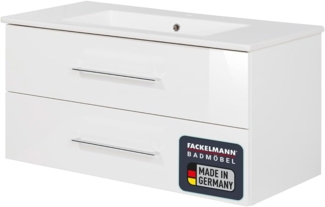 FACKELMANN B.PERFEKT Waschbecken mit Unterschrank 103 cm breit, Weiß, Waschbecken Keramik Weiß