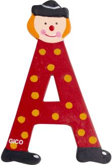 Holzbuchstaben Name Kinderzimmer groß Deko für die Tür, lustige Clowns, A-Z, Höhe ca. 9 cm, Holz Buchstabe 7361 (A)